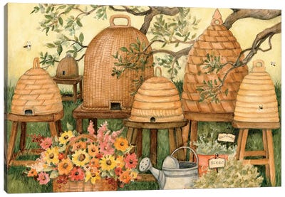 Bee Skep Canvas Art Print - Insect & Bug Art