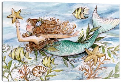 Mermaid-Horizontal Canvas Art Print - Fish Art