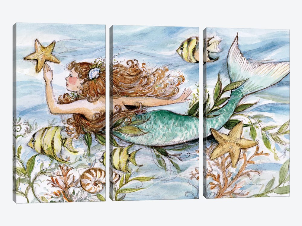 Mermaid-Horizontal by Susan Winget 3-piece Canvas Art