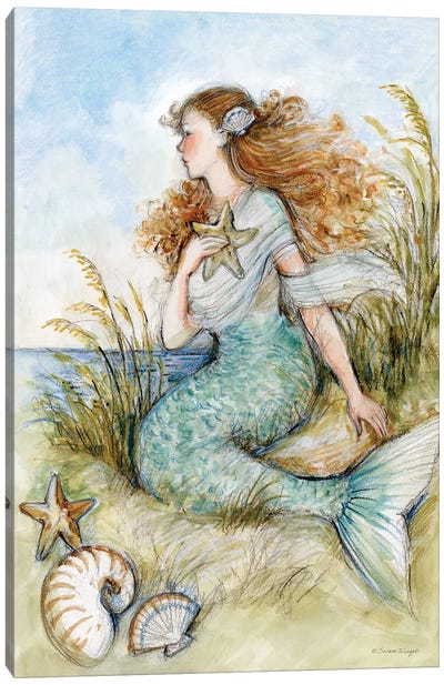 Mermaid-Vertical Canvas Art Print - Mythical Creature Art