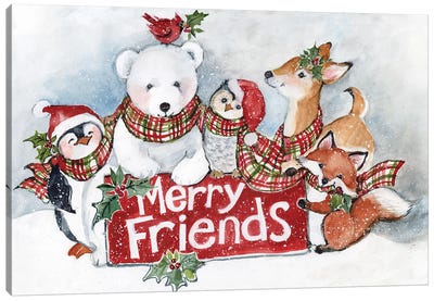 Merry Friends Snow Canvas Art Print - Susan Winget