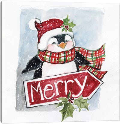 Merry Penguin Canvas Art Print - Susan Winget