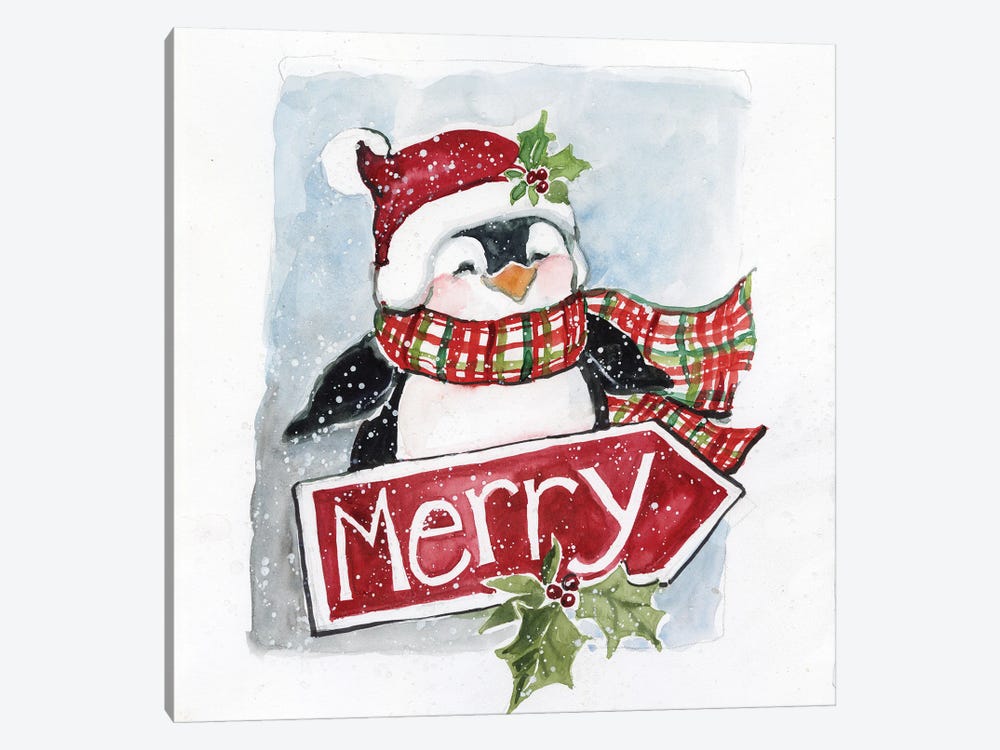 Merry Penguin by Susan Winget 1-piece Canvas Artwork