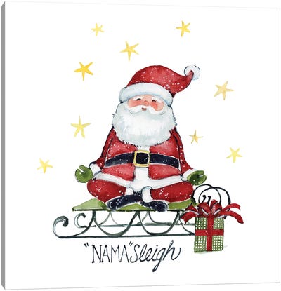 Nama Sleigh Yoga Santa Snow Canvas Art Print - Santa Claus Art