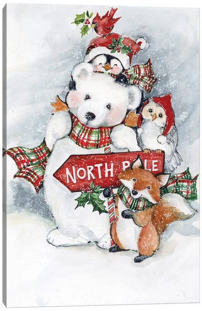 North Pole Bear Friends Snow Canvas Art Print - Susan Winget