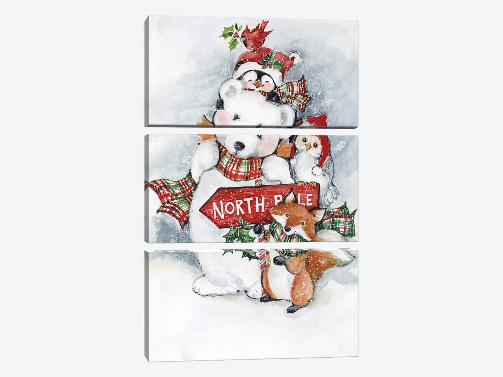 North Pole Bear Friends Snow by Susan Winget 3-piece Art Print
