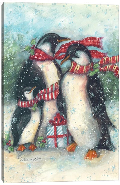 Penguins II Canvas Art Print - Vintage Christmas Décor