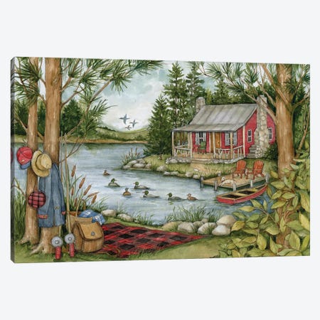 Picnic By The Lake-Horizontal Canvas Print #SWG166} by Susan Winget Canvas Art Print