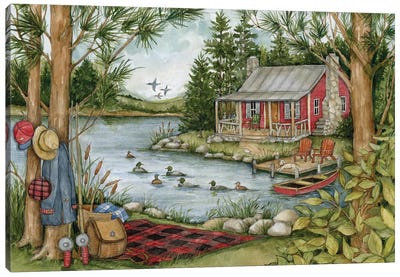 Picnic By The Lake-Horizontal Canvas Art Print - Susan Winget