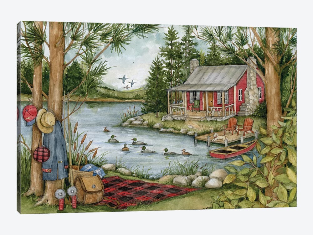 Picnic By The Lake-Horizontal by Susan Winget 1-piece Canvas Wall Art