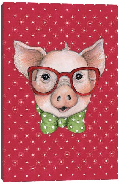 Pig Canvas Art Print - Green Art