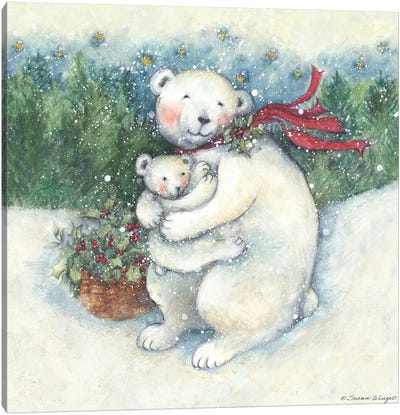Polar Bear I Canvas Art Print - Vintage Christmas Décor