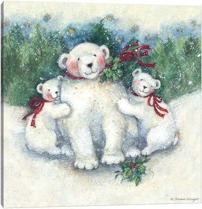 Polar Bears Canvas Art Print - Vintage Christmas Décor