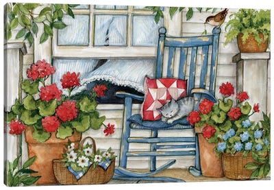 Porch Rocking Chair Canvas Art Print - Gardening Art
