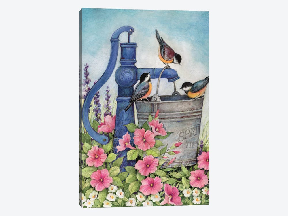 Pump Well With Birds by Susan Winget 1-piece Art Print