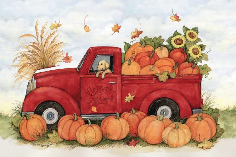 Pumpk In Red Truck by Susan Winget wall art