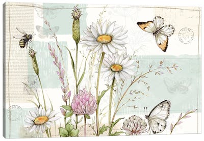Bees Wildflowers II Canvas Art Print - Susan Winget