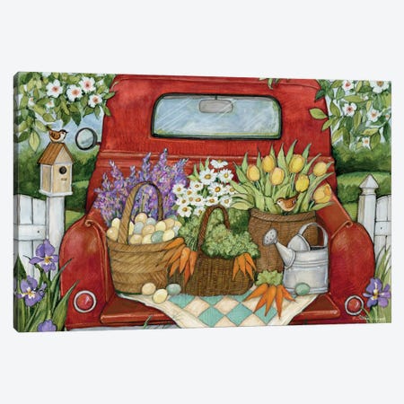 Red Spring Truck Canvas Print #SWG180} by Susan Winget Canvas Wall Art