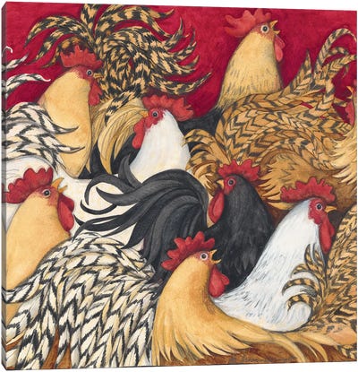 Rooster Party Canvas Art Print - Susan Winget