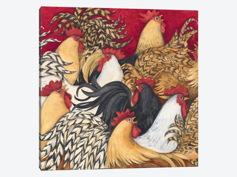 Rooster Party by Susan Winget 1-piece Canvas Print