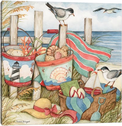 Sand Buckets At The Shore Canvas Art Print - Susan Winget