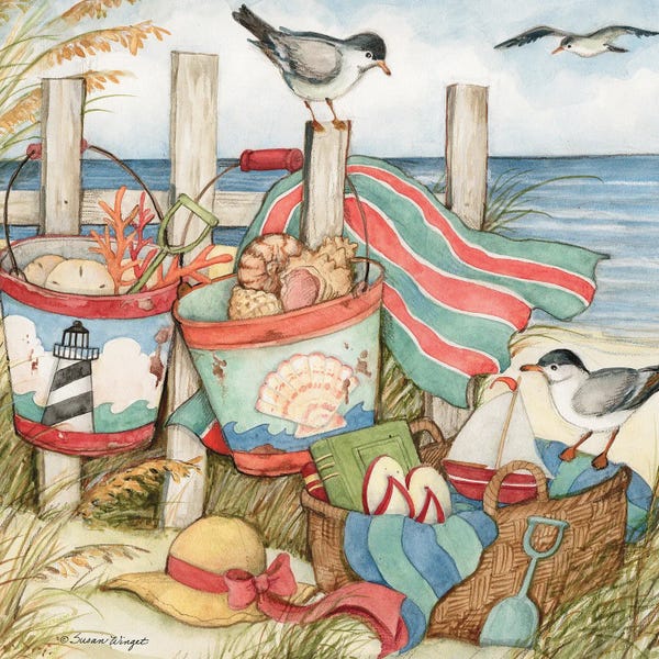 Susan Winget: Sand Buckets At The Shore by Susan Winget