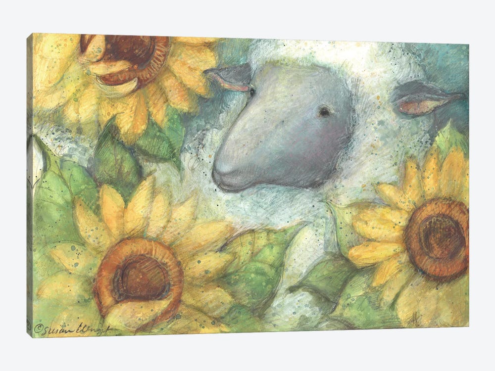 Sheep & Sunflowers by Susan Winget 1-piece Canvas Art