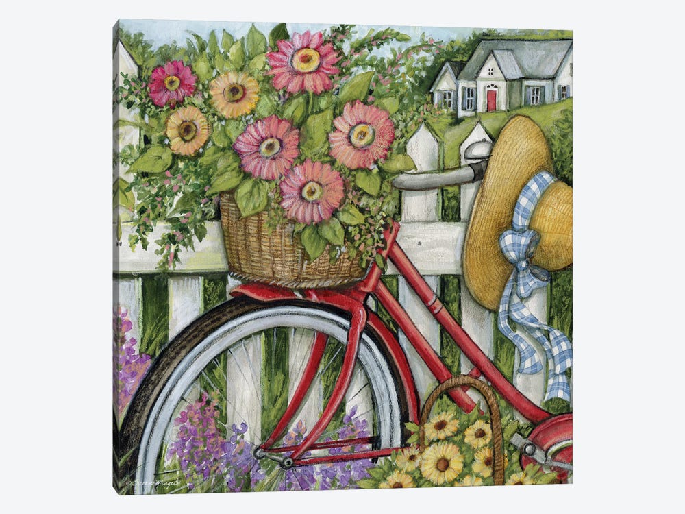 Bike Basket Of Flowers by Susan Winget 1-piece Canvas Artwork