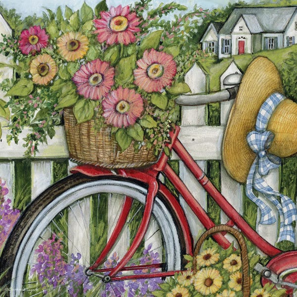 Susan Winget: Bike Basket Of Flowers by Susan Winget