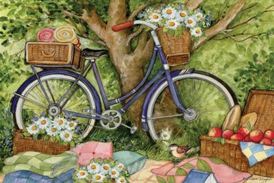 Bike Picnic by Susan Winget framed wall art