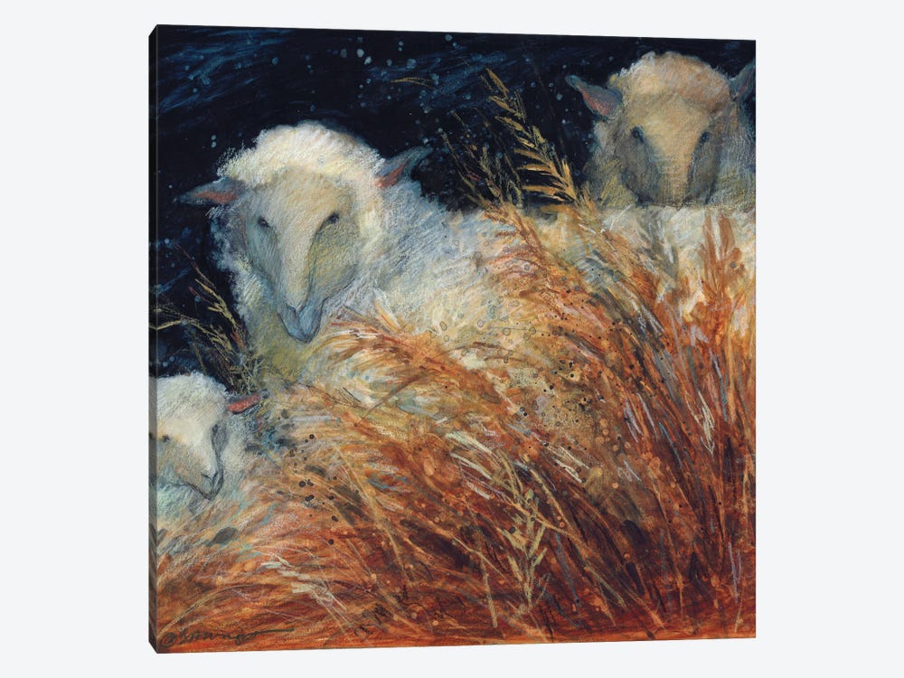 Sheep In Hay by Susan Winget 1-piece Canvas Artwork
