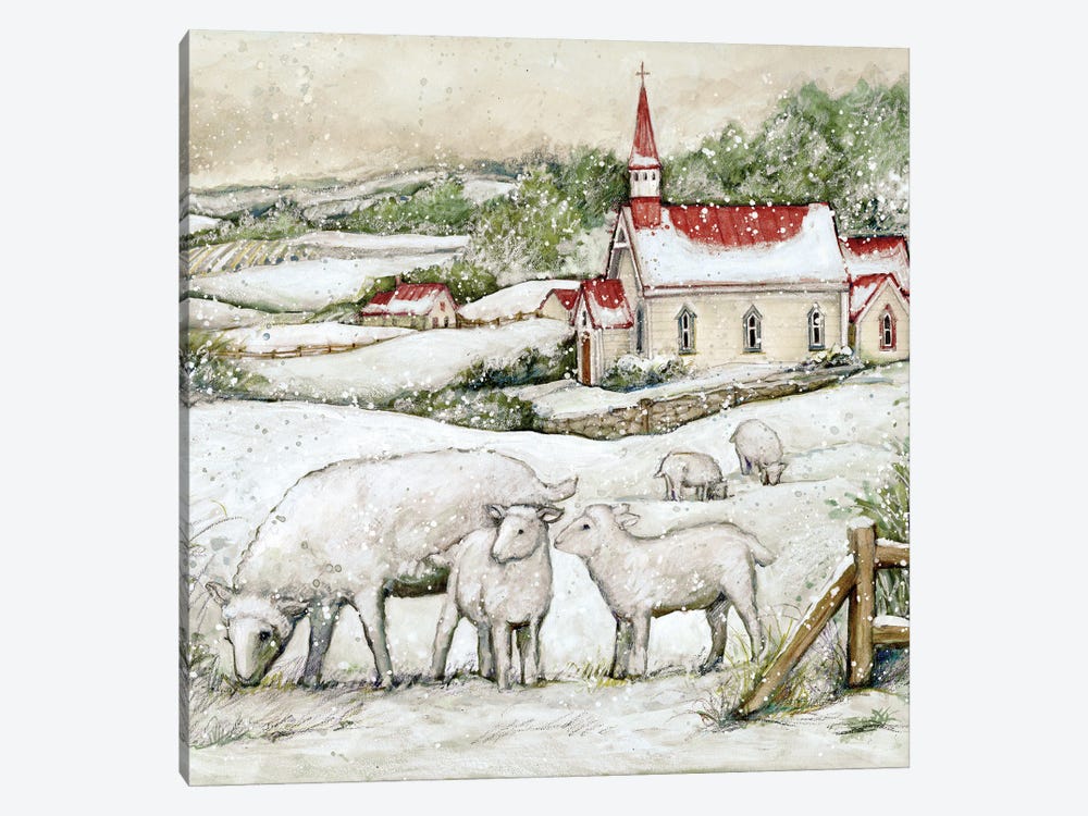 Snowy Church by Susan Winget 1-piece Canvas Wall Art