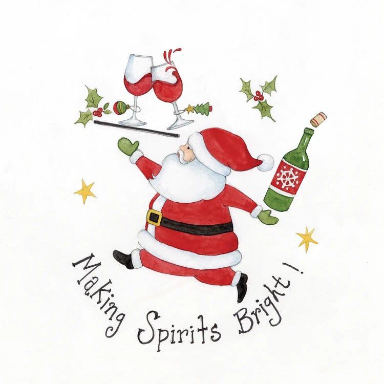 Spirits Bright Santa-Wine by Susan Winget wall art