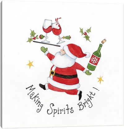 Spirits Bright Santa-Wine Canvas Art Print - Susan Winget