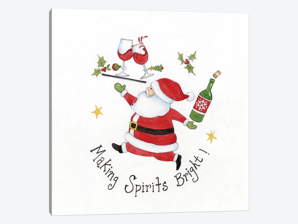 Spirits Bright Santa-Wine by Susan Winget 1-piece Art Print