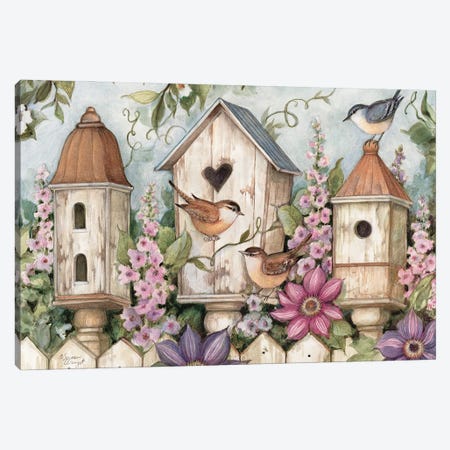 Spring Birdhouse I Canvas Print #SWG199} by Susan Winget Canvas Print