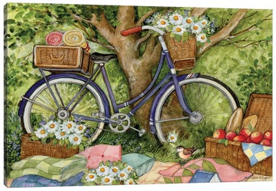 Bike Picnic Canvas Art Print - Gardening Art