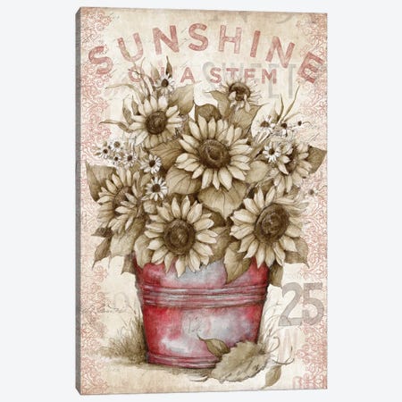 Sunflower Bucket Canvas Print #SWG202} by Susan Winget Canvas Art Print