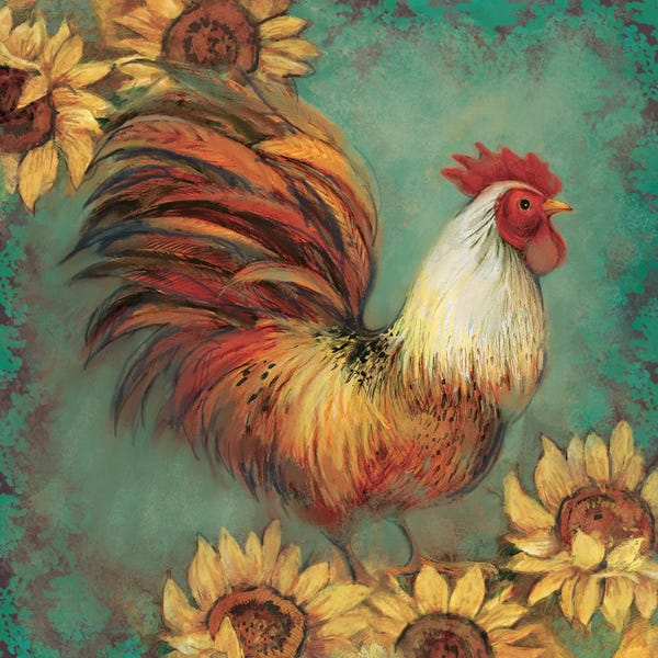Chickens & Roosters: Sunflower Rooster II by Susan Winget