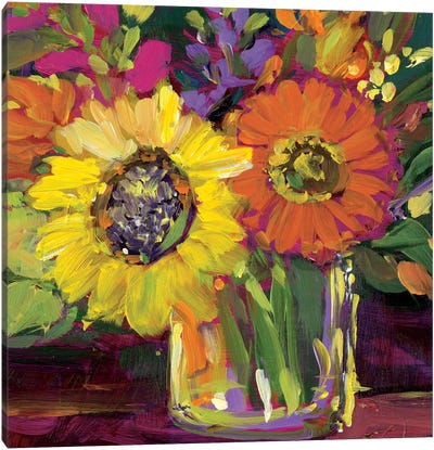 Sunflower Vase Canvas Art Print - Sunflower Art