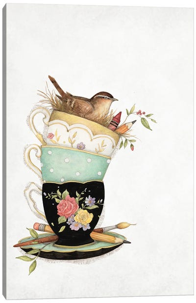 Teacup Stacks 1 Icon Canvas Art Print - Tea Art
