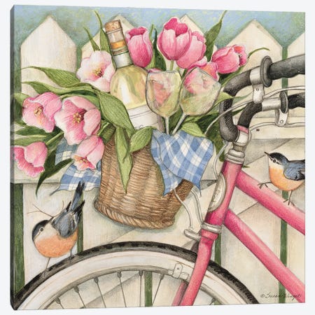 Bike With Flowers Canvas Print #SWG20} by Susan Winget Canvas Art