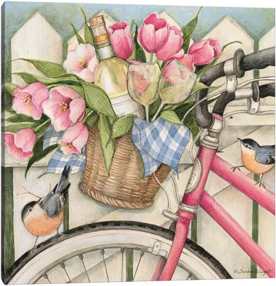 Bike With Flowers Canvas Art Print - Susan Winget