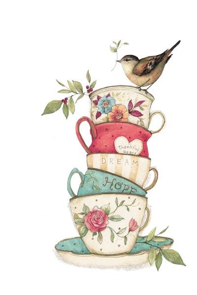 Susan Winget: Teacup Stacks 2 Icon by Susan Winget