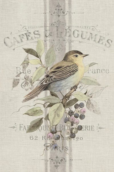 Susan Winget: Vintage Yellow Bird V II by Susan Winget