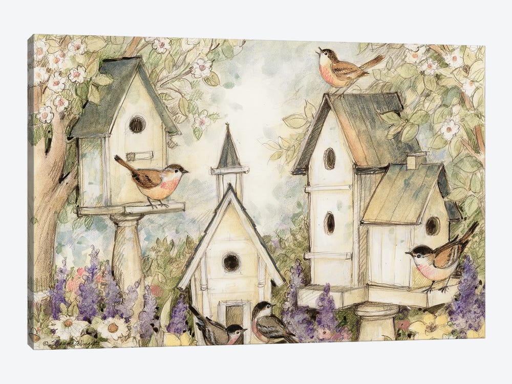 Washed Birdhouses by Susan Winget 1-piece Art Print