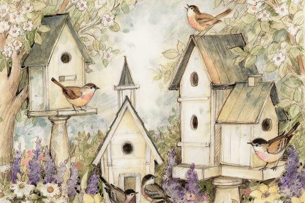 Susan Winget: Washed Birdhouses by Susan Winget