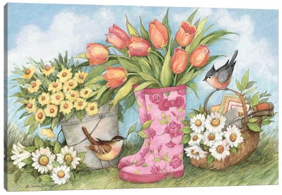 Wellies Canvas Art Print - Tulip Art