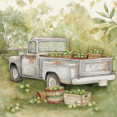 White Apple Truck by Susan Winget framed wall art