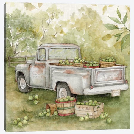 White Apple Truck Canvas Print #SWG229} by Susan Winget Canvas Print